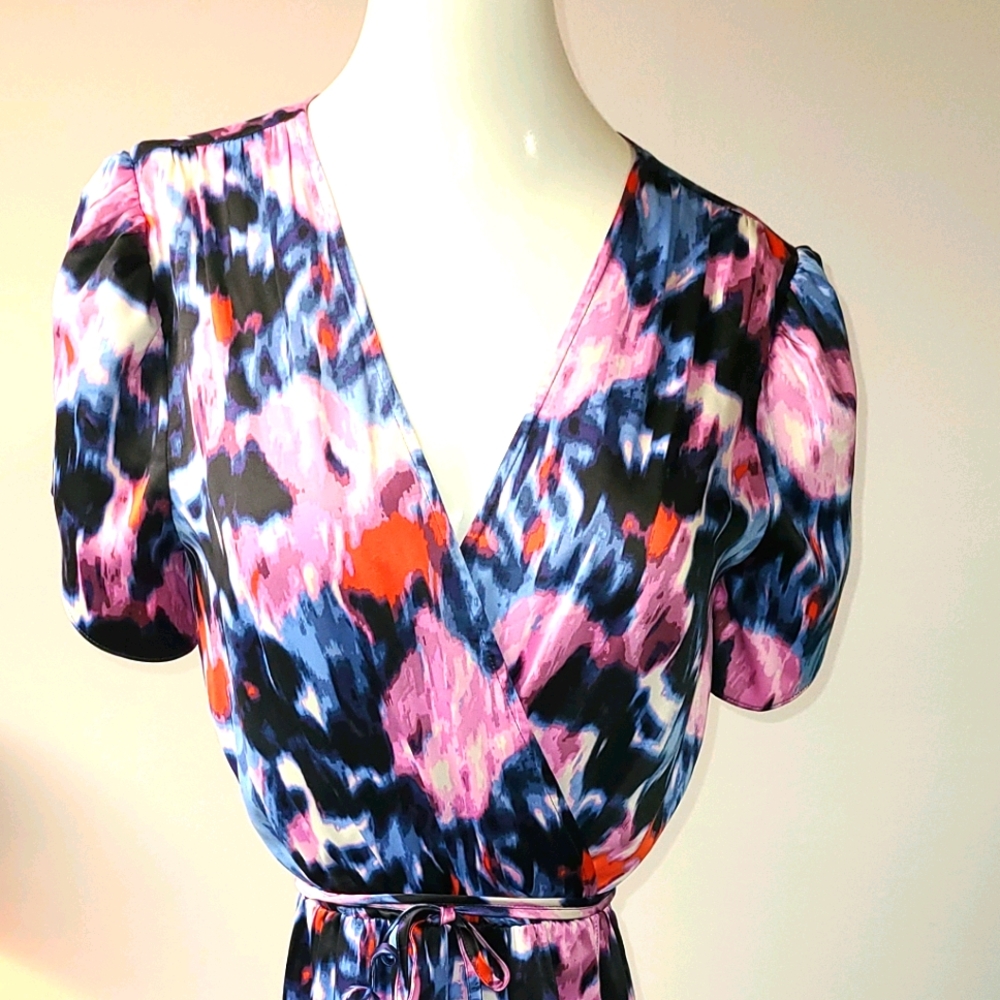 Banana Republic Watercolor Faux Wrap Dress Sz 4